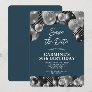 Convite Aniversário de 50 anos masculino em Azul Jeans
