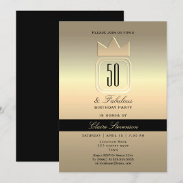 Convite Aniversário de 50 anos Moderno Dourado