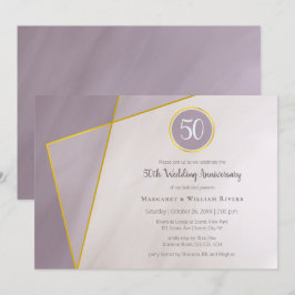 Convite aniversário de 50 anos moldura dourada em tons de