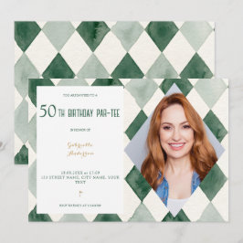Convite Aniversário de 50 anos Par-Tee Aquarela Argyle Cam