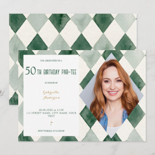 Convite Aniversário de 50 anos Par-Tee Aquarela Argyle Cam