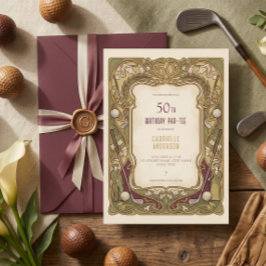 Convite Aniversário de 50 anos Par-Tee Art Nouveau Elegant