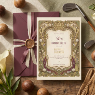 Convite Aniversário de 50 anos Par-Tee Art Nouveau Elegant