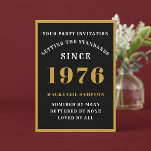 Convite Aniversário de 50 anos Personalizado 1976 Preto Do