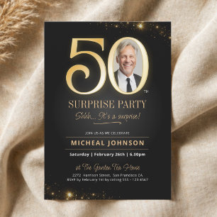 Convite Aniversário de 50 anos surpresa em foto elegante d