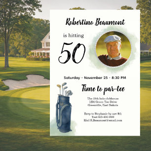 Convite Aniversário de 50 anos tema de golfe elegante para