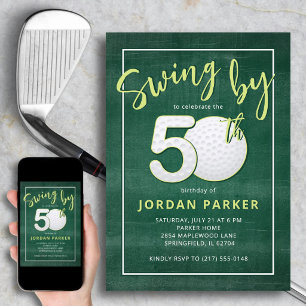 Convite Aniversário de 50 anos Tema de Golfe Swing By Styl