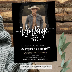 Convite Aniversário de 50 anos Vintage