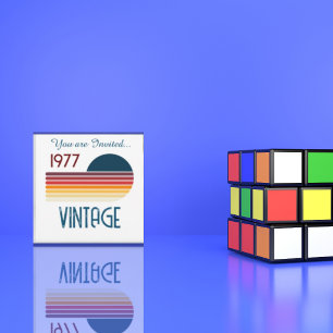 Convite Aniversário de 50 anos Vintage 1977 Retro Faixa So