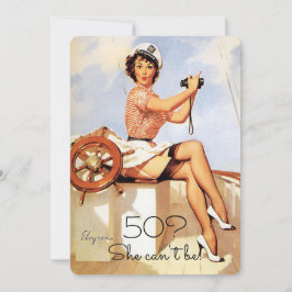 Convite Aniversário de 50 anos, Vintage, Garota Pin Up Sex