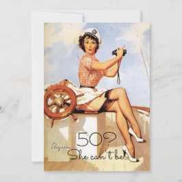 Convite Aniversário de 50 anos, Vintage, Garota sensual de