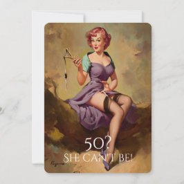 Convite Aniversário de 50 anos, Vintage, Garota sensual de