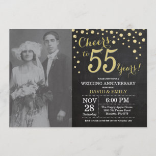 Convite Aniversário de 55 Anos de Casamento Quadro de Giz 