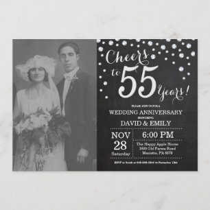 Convite Aniversário de 55 anos de Casamento Quadro Negro P