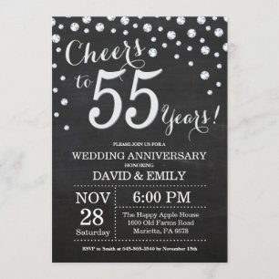 Convite Aniversário de 55 anos de Casamento Quadro Negro P