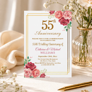 Convite Aniversário de 55 anos de Casamento Surpresa com M
