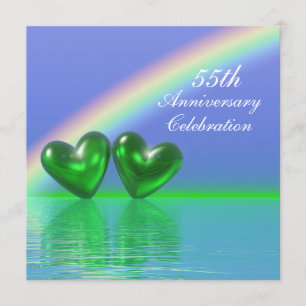 Convite Aniversário de 55 anos Emerald Hearts