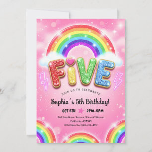 Convite Aniversário de 5 anos com Lantejoulas e Brilho Arc