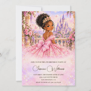 Convite Aniversário de 5 anos da Princesa Rosa Afro-Americ