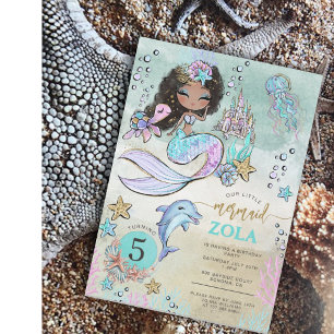 Convite Aniversário de 5 anos da Sereia Editável Sob o Mar