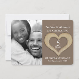 Convite Aniversário de 5 anos de casamento em madeira com
