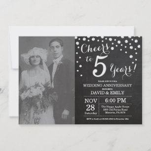 Convite Aniversário de 5 anos de Casamento Quadro Negro Pr