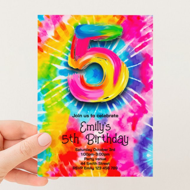 Convite Aniversário de 5 anos do Tie Dye (Criador carregado)