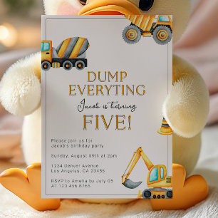 Convite Aniversário de 5 anos Dump Everything Construção