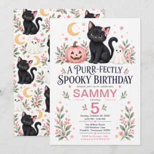 Convite Aniversário de 5 anos Purr-feitamente Assustador d
