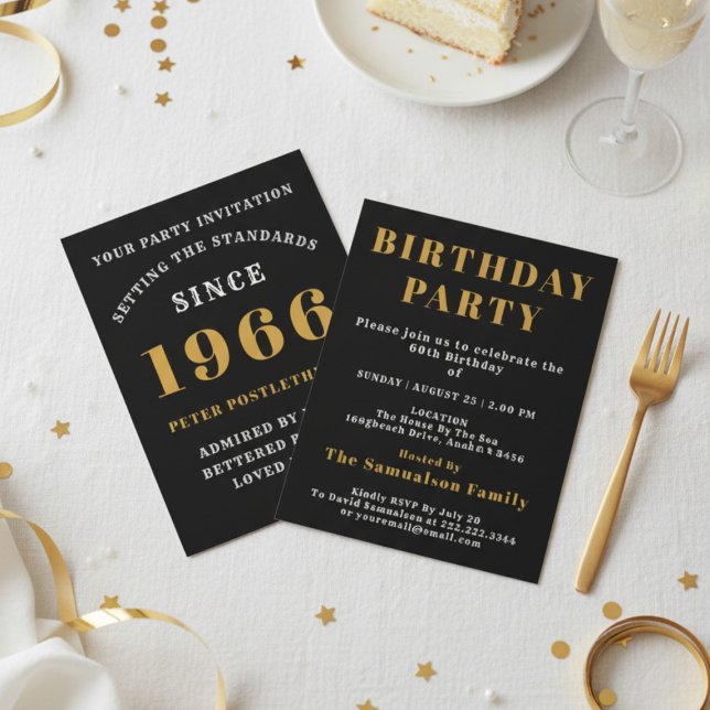 Convite Aniversário de 60 anos 1966 Adicionar Nome Ano Pre (1966 birthday invite. White background.)