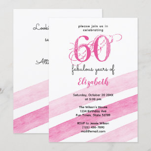 Convite Aniversário de 60 anos 60 anos fabulosos ROSA