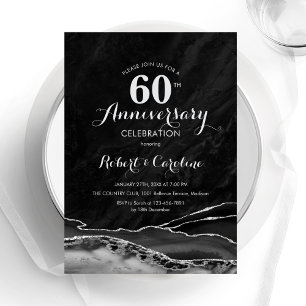 Convite Aniversário de 60 anos Black Silver