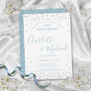 Convite Aniversário de 60 anos de Casamento Corações Confe