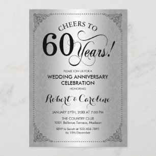 Convite Aniversário de 60 anos de Casamento - Damasko Pret