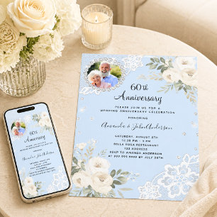 Convite Aniversário de 60 anos de casamento de diamantes a