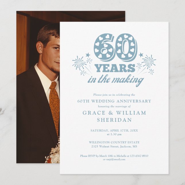 Convite Aniversário de 60 anos de casamento em produção Fo (Frente/Verso)