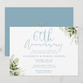 Convite Aniversário de 60 anos de Casamento Folhagem Flora