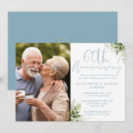 Convite Aniversário de 60 anos de Casamento Foto Floral Ve