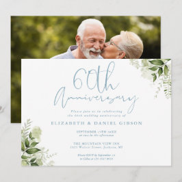 Convite Aniversário de 60 anos de Casamento Foto Floral Ve