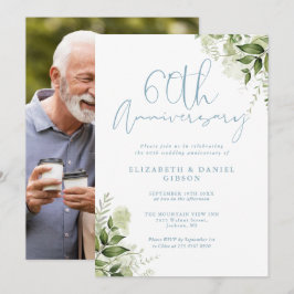 Convite Aniversário de 60 anos de Casamento Foto Floral Ve