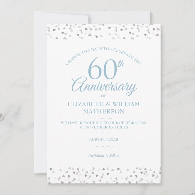 Convite Aniversário de 60 Anos de Casamento Mude a Data Co (Frente)