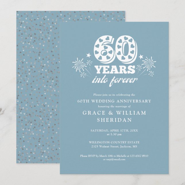 Convite Aniversário de 60 anos de casamento para sempre (Frente/Verso)