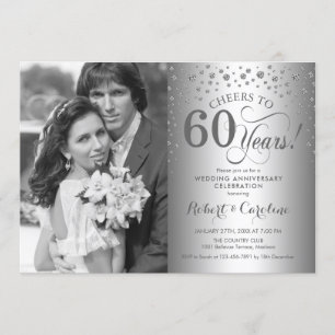 Convite Aniversário de 60 anos de Casamento Prateado com F