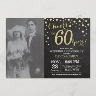 Convite Aniversário de 60 anos de Casamento Quadro Negro e