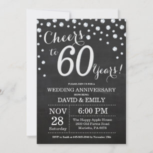 Convite Aniversário de 60 anos de Casamento Quadro Negro P