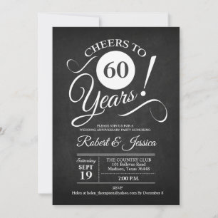Convite Aniversário de 60 anos de casamento rústico - Quad