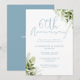 Convite Aniversário de 60 anos de Casamento Verde Floral