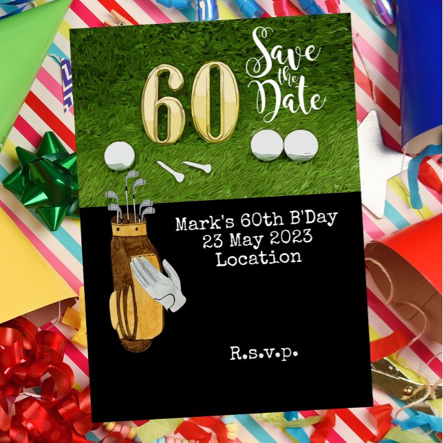 Convite Aniversário de 60 anos de Golf com bola de golfe n (Criador carregado)