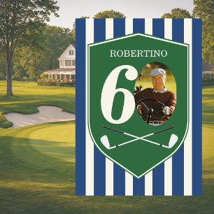 Convite Aniversário de 60 anos de Golfe Préppy Vintage Azu