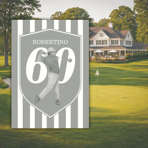 Convite Aniversário de 60 anos de Golfe Préppy Vintage Cin